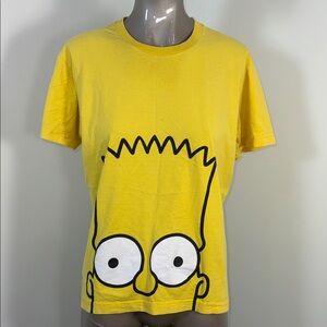 Vintage Bart Simpson Big Head Yellow T-Shirt with Cartoon Face Graphic